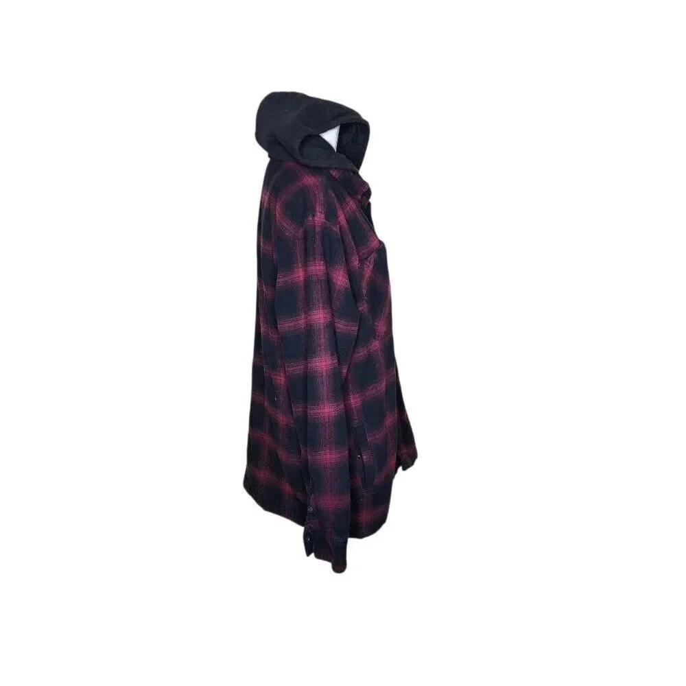 Harley Davidson Motorcycles Button Up Flannel Hoodie Jacket Size XL Plaid